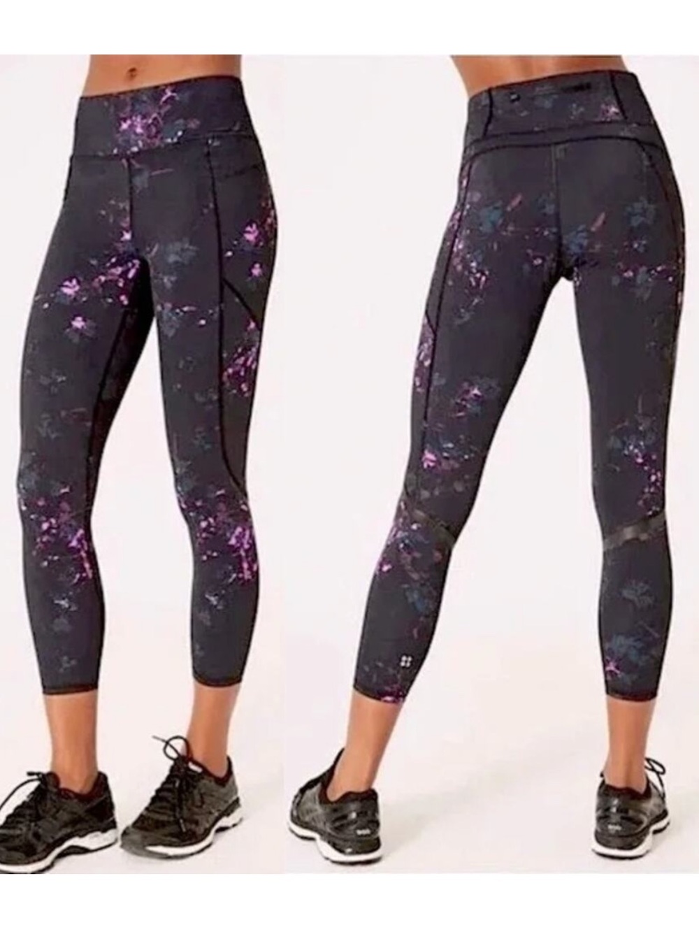 Sweaty Betty Black Moody Floral Zero Gravity 7/8 Leggings